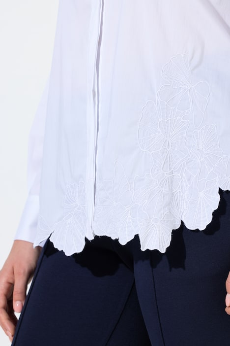 Bluse, Blütenstickerei, Hemdkragen, Langarm