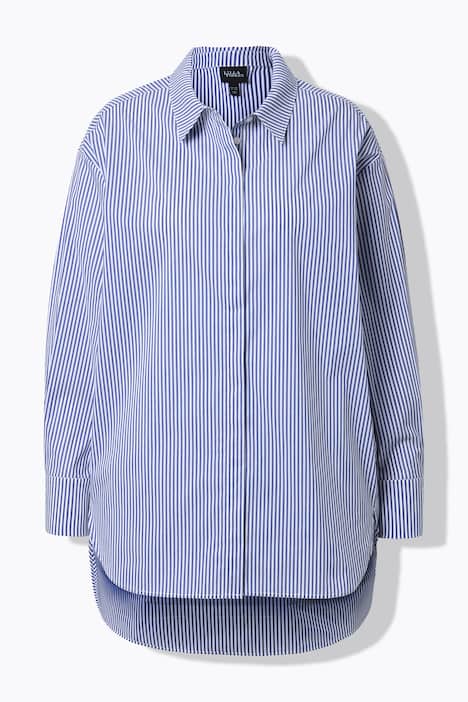 Bluzka, oversize, paski, kołnierzyk koszulowy, długi rękaw