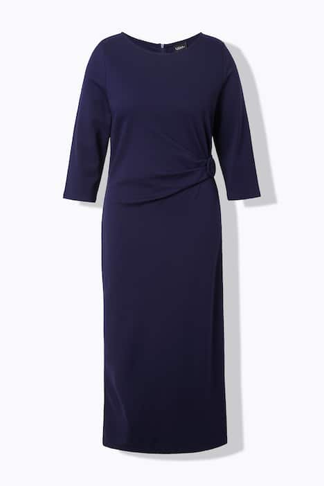 Punto-Midikleid, drapiert, U-Boot-Ausschnitt, 3/4-Arm
