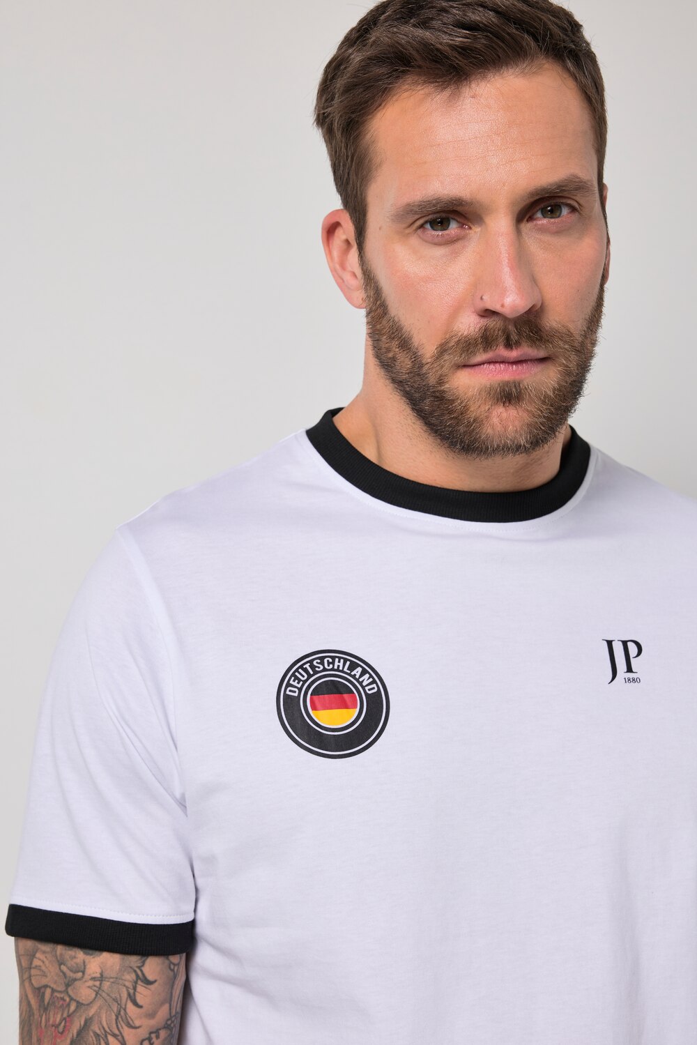 Stora storlekar T-shirt, Her, vit, storlek: L, Polyester, JAY-PI