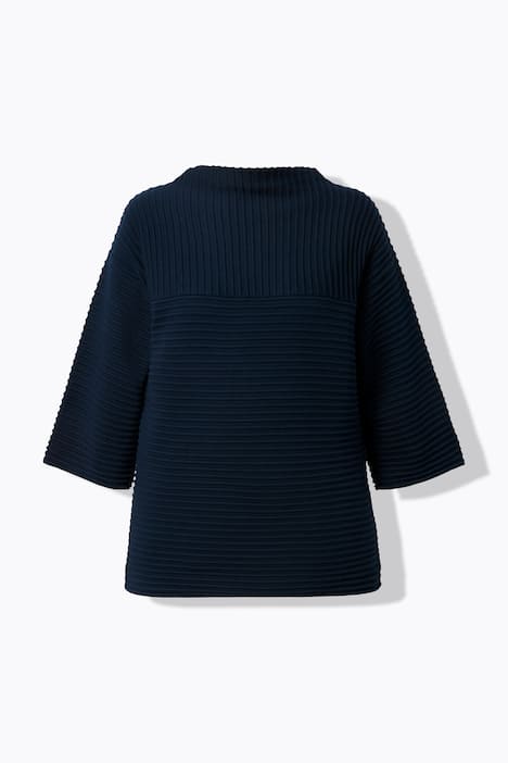 Sweatshirt, Rippsweat, Stehkragen, 3/4-Arm