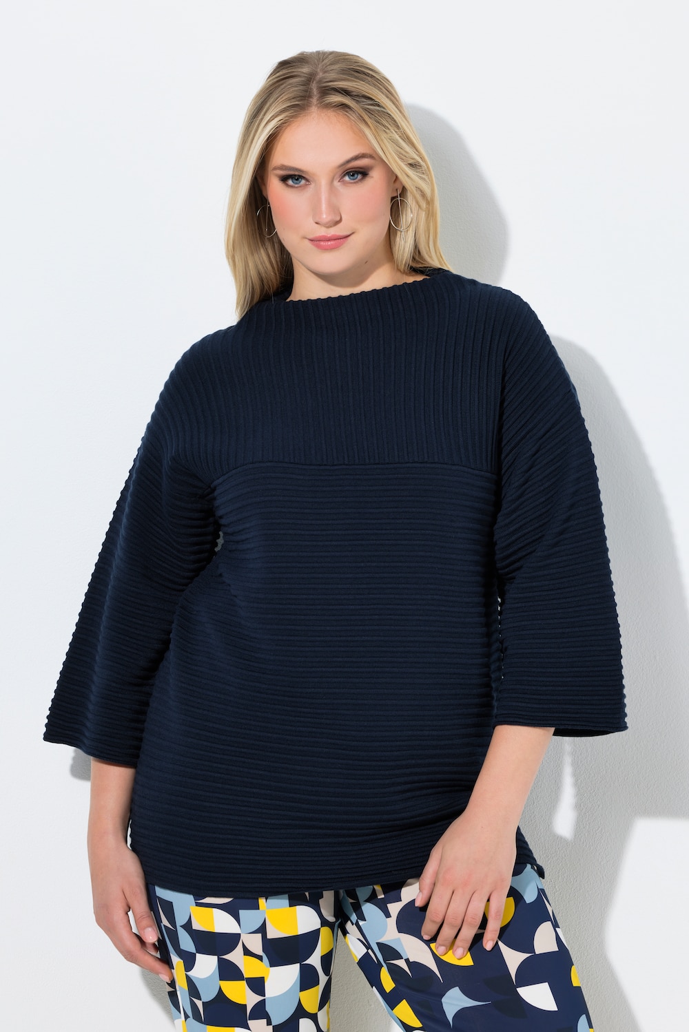 Große Größen Sweatshirt, Damen, blau, Größe: 42/44, Synthetische Fasern/Baumwolle, Ulla Popken