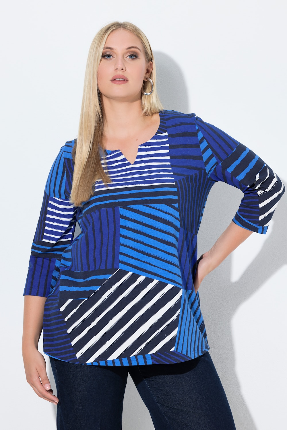 Große Größen Shirt, Damen, blau, Größe: 46/48, Baumwolle, Ulla Popken