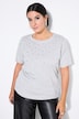 T-shirt, oversized shape, siersteentjes bij de ronde hals