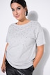 T-shirt, oversized shape, siersteentjes bij de ronde hals