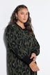 Strikkjole, oversized, leopardmønster, ballonærmer