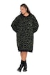 Úpletové šaty, oversize, leopardí vzor, balónové rukávy