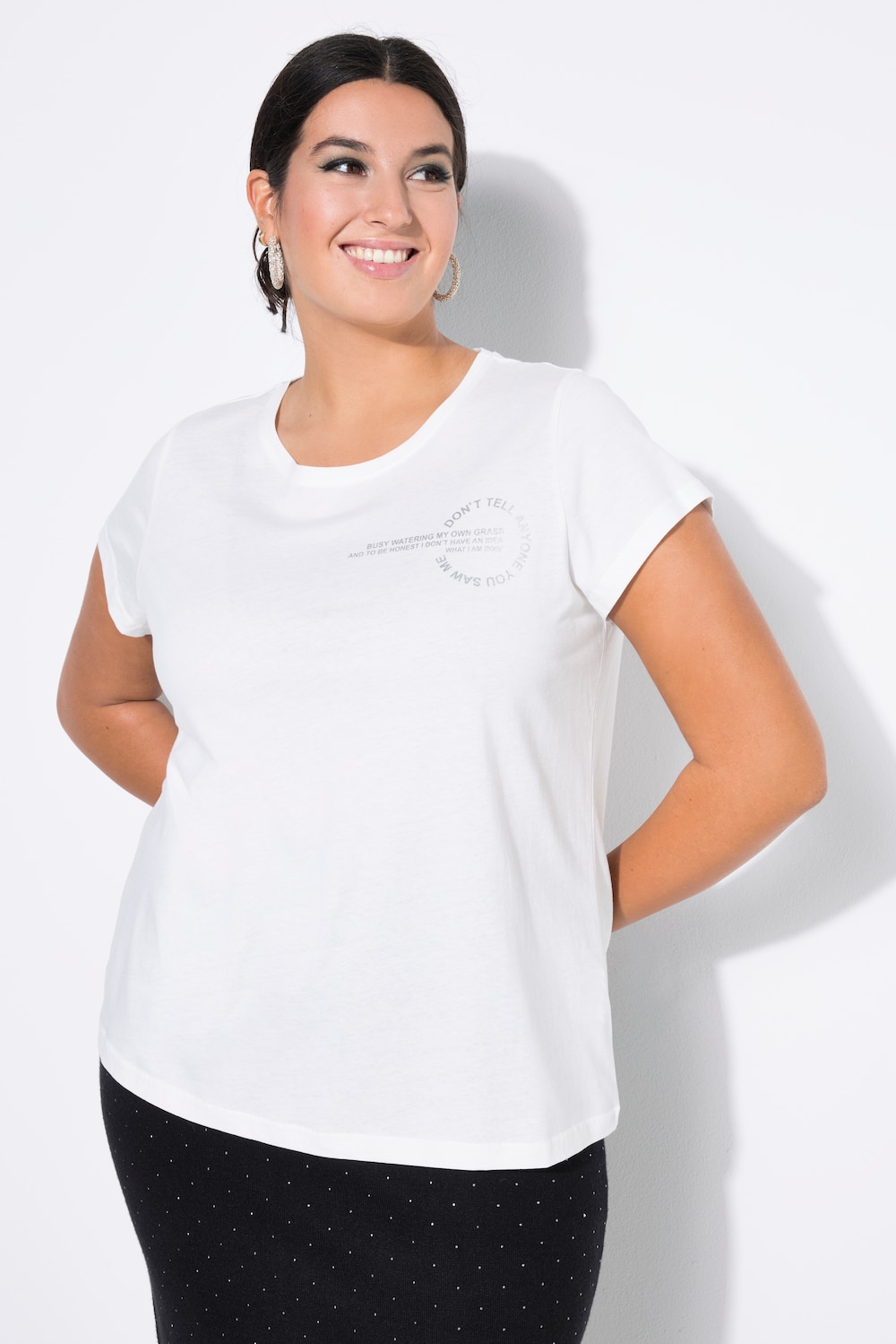 T-shirt, Slim shape, zilverkleurige circle-print