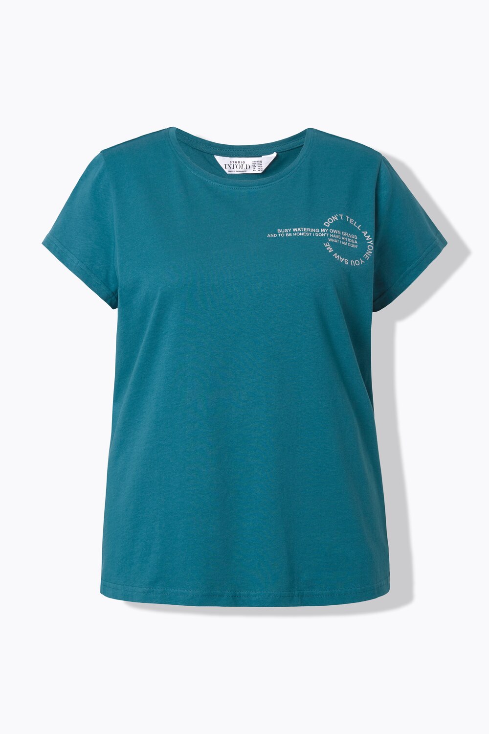 Stora storlekar T-shirt, Dam, turkos, storlek: 50/52, Bomull, Studio Untold