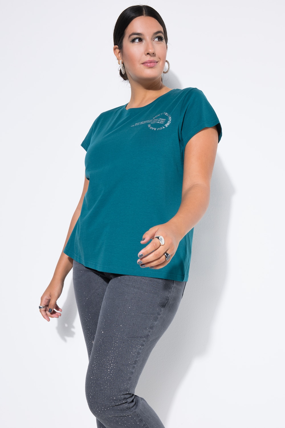 Große Größen T-Shirt, Damen, türkis, Größe: 42/44, Baumwolle, Studio Untold