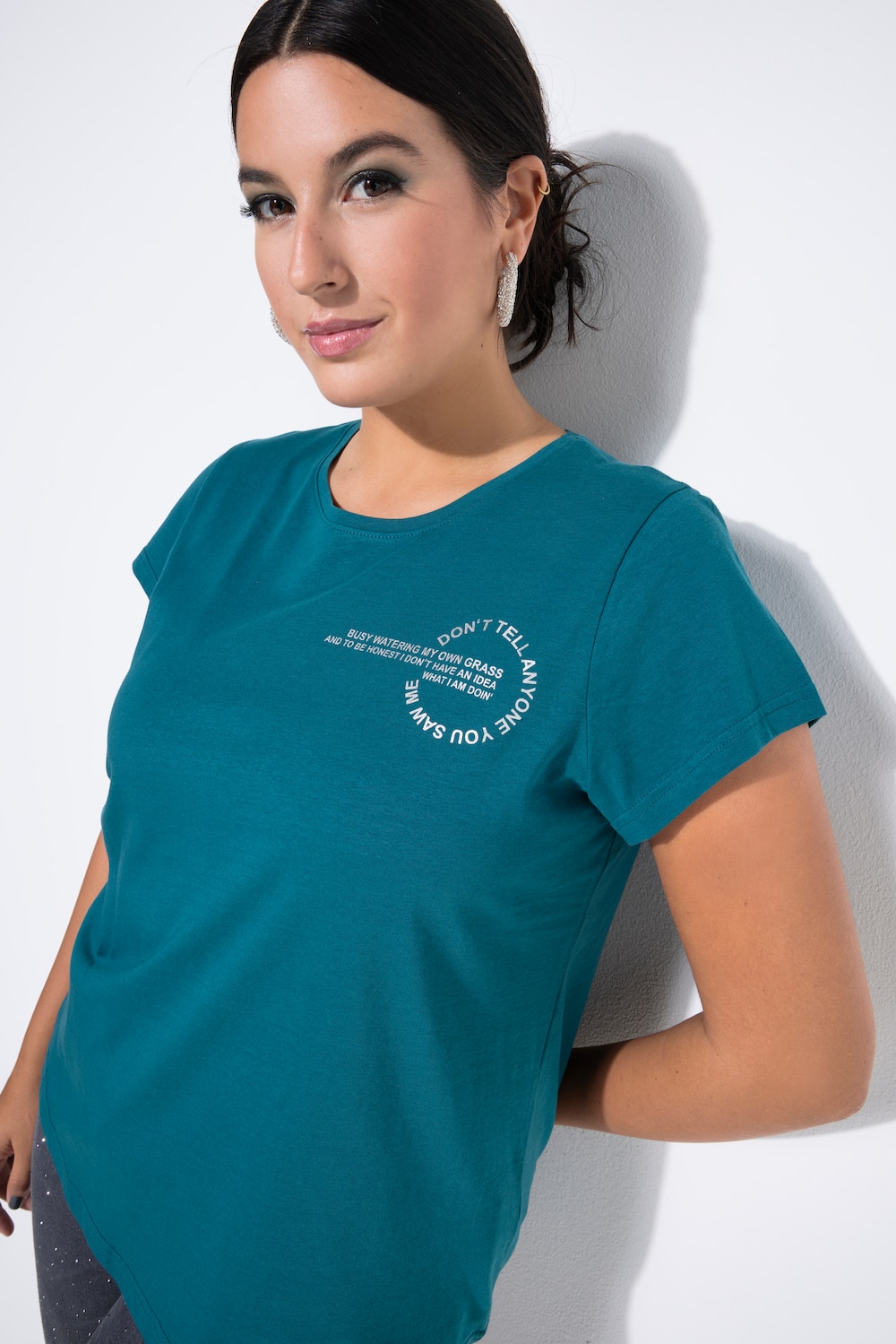 T-Shirt, Slim Shape, silberner Circle-Print