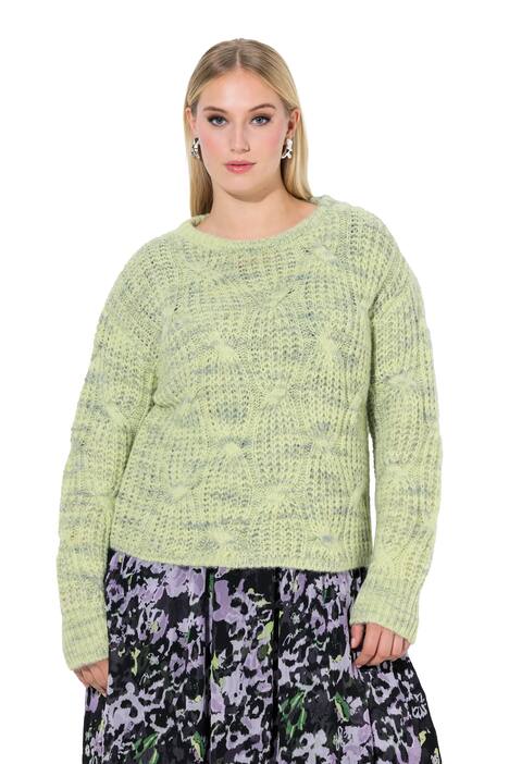 Svetr, copový vzor, oversize, kulatý výstřih, dlouhé rukávy