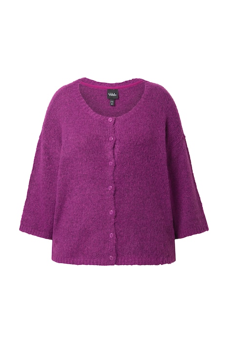 Rozepínací svetr, oversize, kulatý výstřih, 3/4 rukávy