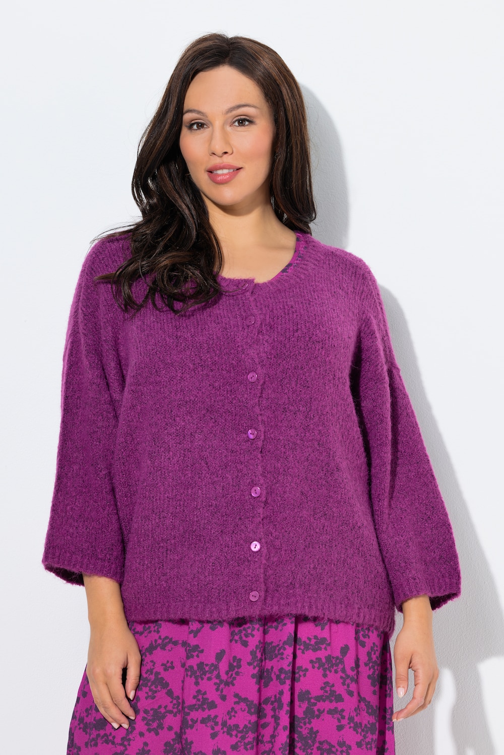 Große Größen Strickjacke, Damen, rosa, Größe: 50/52, Synthetische Fasern/Polyester/Wolle, Ulla Popken