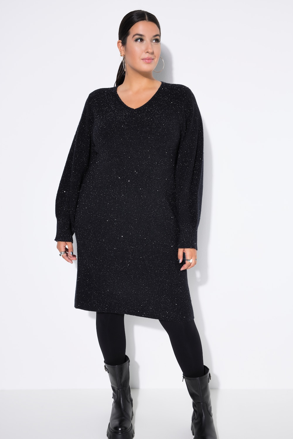 Große Größen Strickkleid, Damen, schwarz, Größe: 50/52, Polyester/Synthetische Fasern, Studio Untold