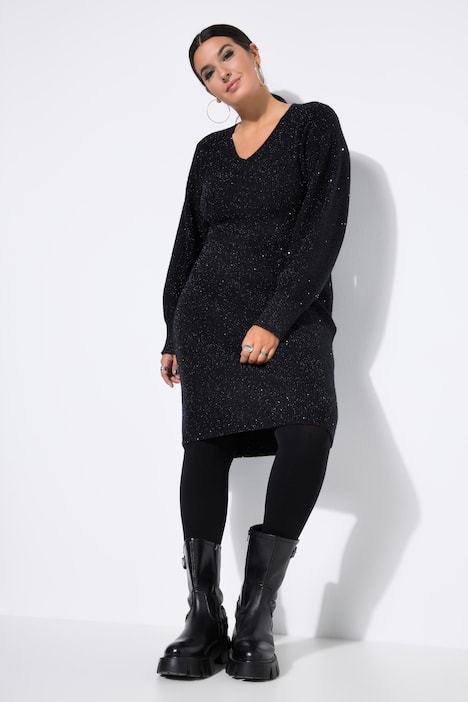 Strickkleid, Slim Shape, Rippstrick mit Glitzer