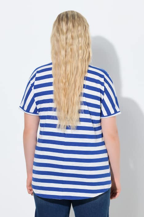 T-shirt, strepen, oversized, ronde hals, korte mouwen
