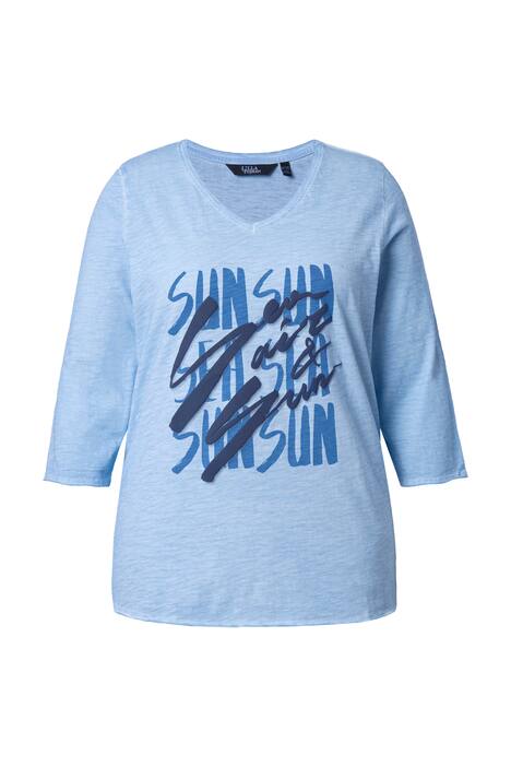 Tričko, nápis, Classic, výstřih do V, 3/4 rukávy