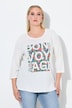 Shirt, Bon Voyage, klassiek, ronde hals, 3/4-mouwen