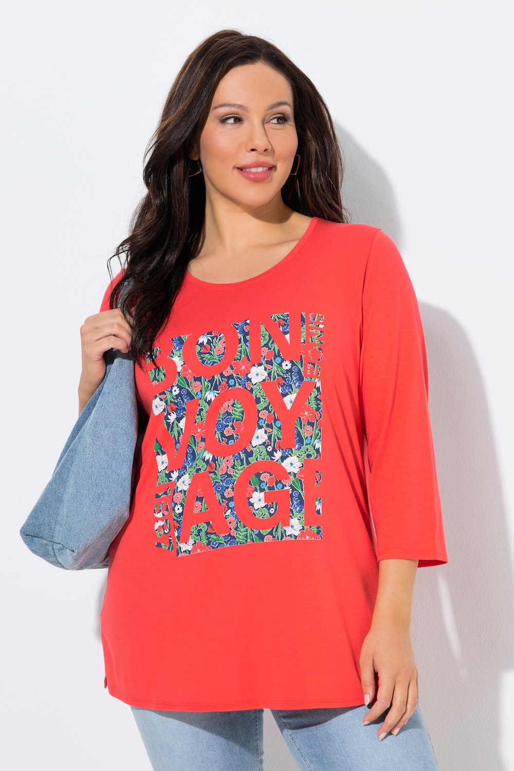 Shirt, Bon Voyage, klassiek, ronde hals, 3/4-mouwen