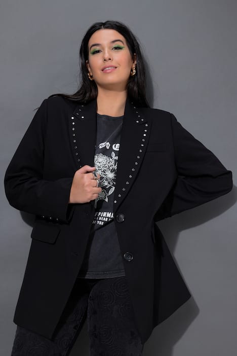 Blazer oversize, col à revers avec rivets fantaisie