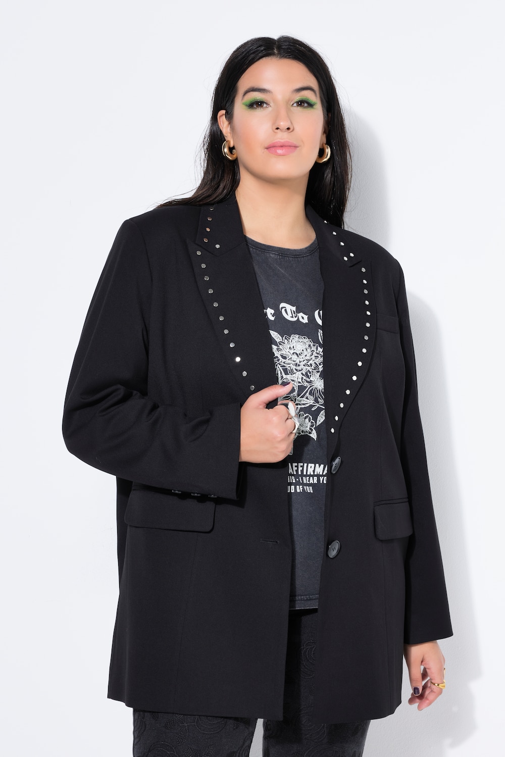 Große Größen Blazer, Damen, schwarz, Größe: 42/44, Polyester/Viskose, Studio Untold