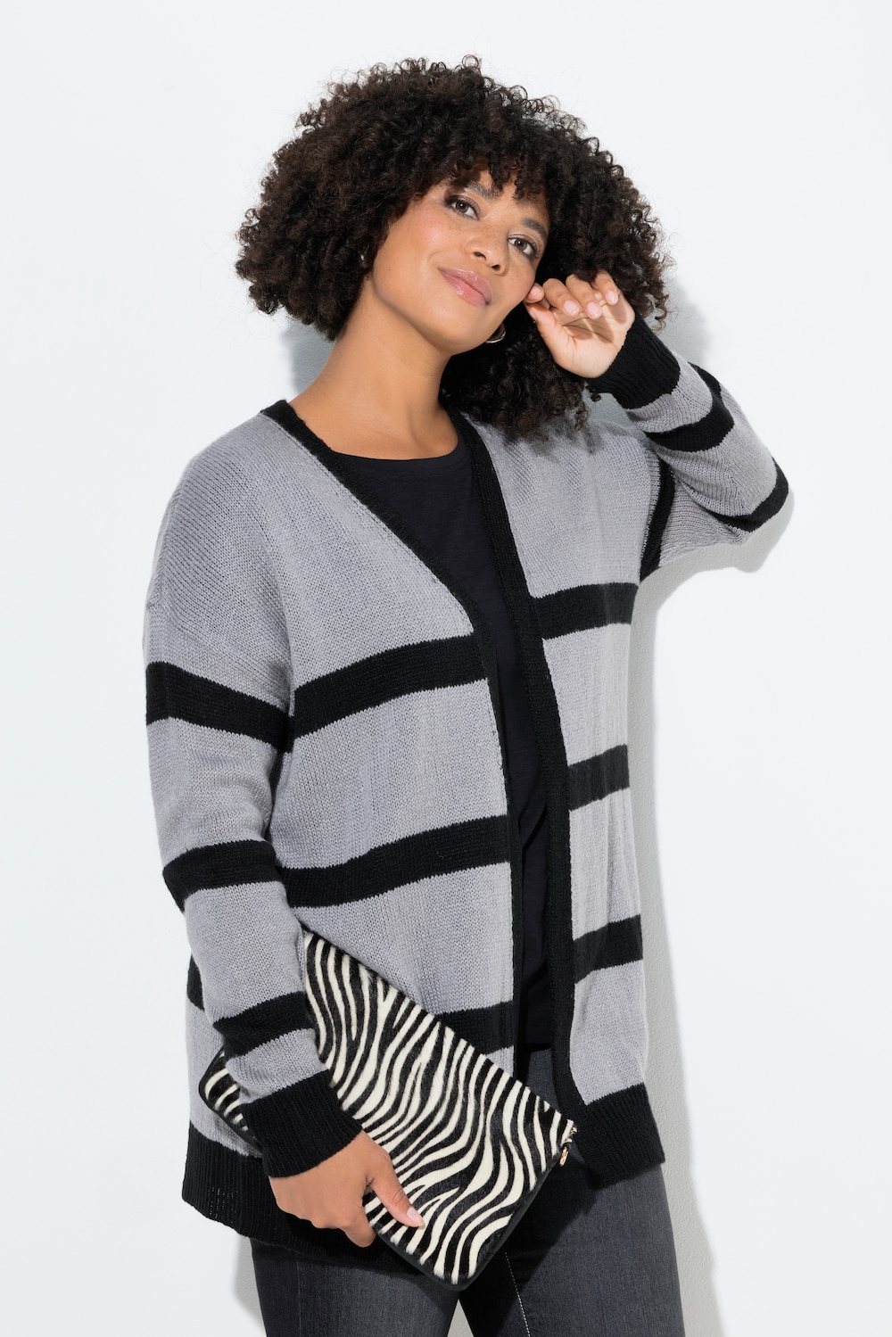 Vest, oversized, gestreept