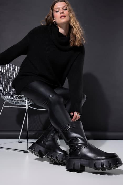 Lederboots, Echtleder, Riegel, Weite H