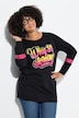 Sweatshirt, opschrift, V-hals, lange mouw met paillettenstrepen