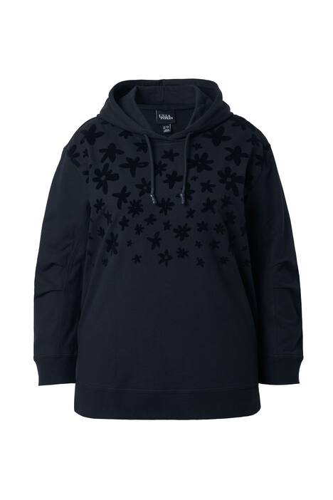 Mikina s kapucí, květy, Relax, dlouhé rukávy