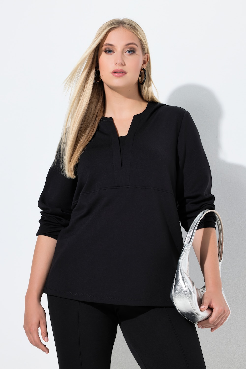 Sweatshirt, Kapuze, V-Ausschnitt, Langarm, Modalmix