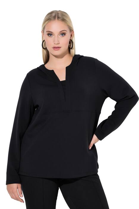 Mikina, kapuce, výstřih do V, dlouhé rukávy, mix modalu