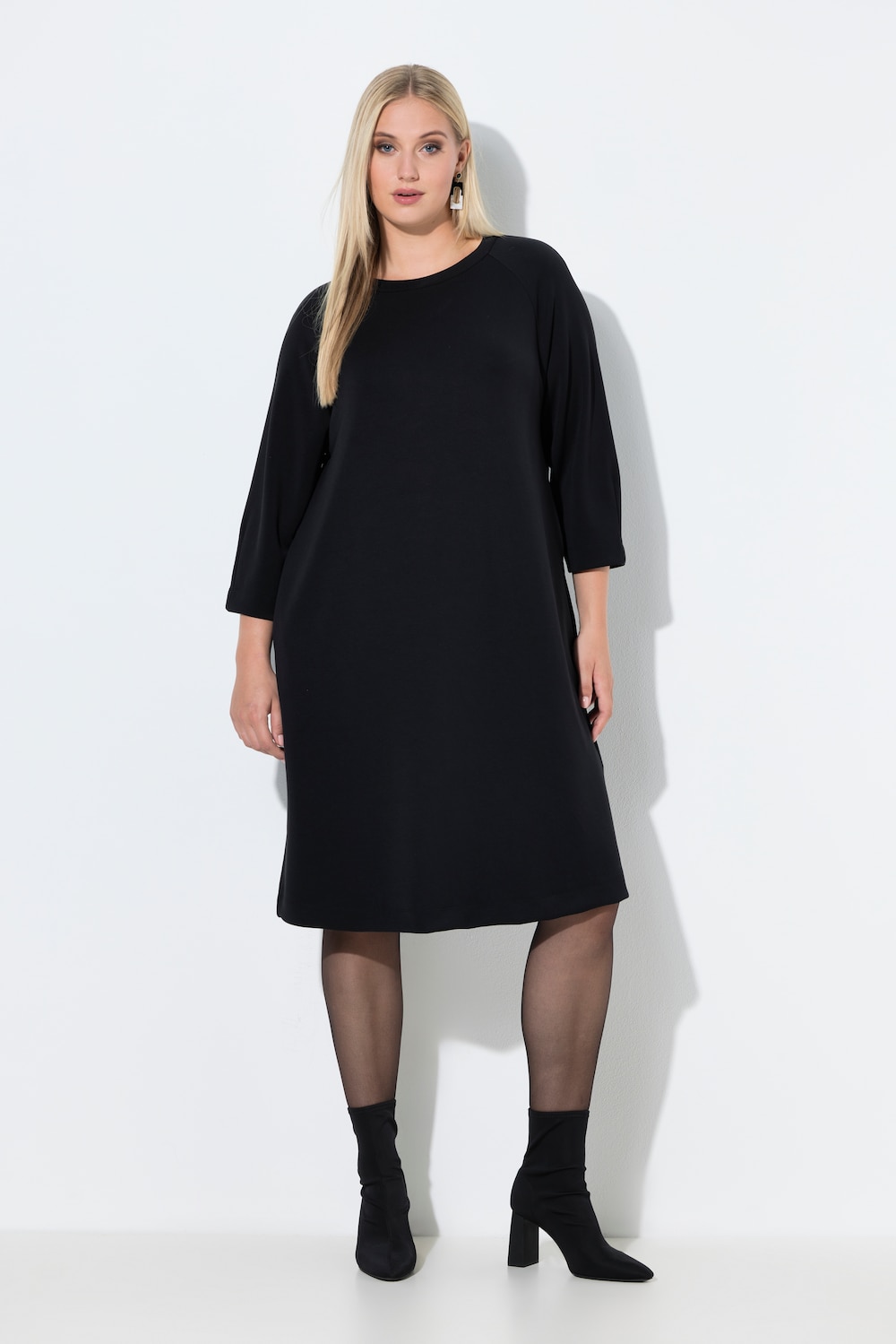 Große Größen Sweatkleid, Damen, schwarz, Größe: 50/52, Synthetische Fasern/Polyester, Ulla Popken