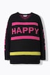 Trui Happy, straight fit, opschrift