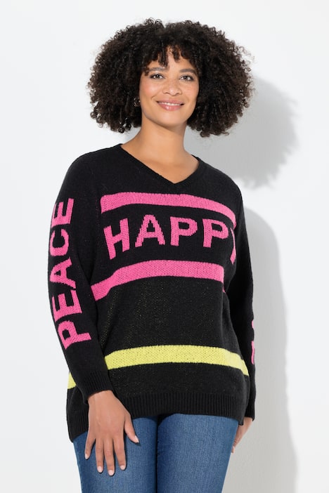 Genser Happy, rett passform, skrift