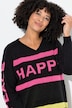 Trui Happy, straight fit, opschrift