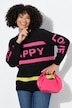 Trui Happy, straight fit, opschrift