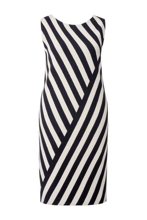 Úpletové šaty, pruhy, A střihu, lodičkový výstřih, bez rukávů
