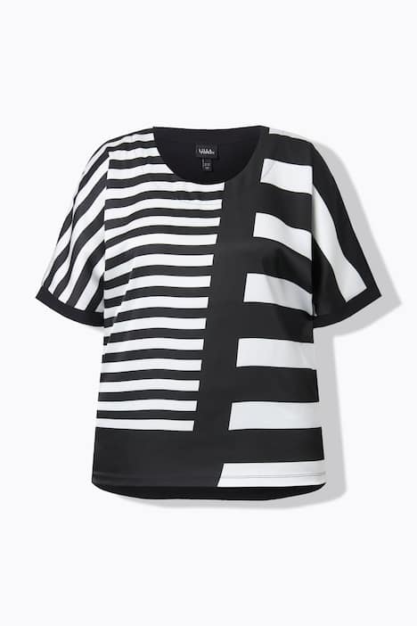 T-shirt, striber, oversized, rund hals, korte ærmer