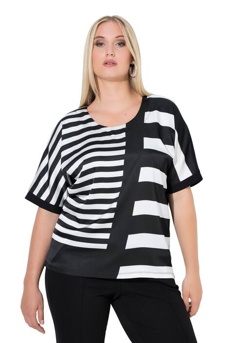 Tričko, pruhy, oversize, kulatý výstřih, krátké rukávy