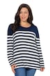 Svetr, bretonské pruhy, kulatý výstřih, dlouhé rukávy, rolovací okraje
