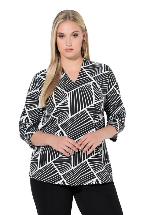 Tričko, grafický potisk, kalichový límec, 3/4 rukávy