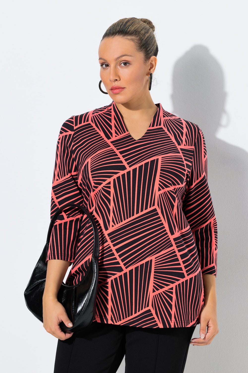 Shirt, grafischer Druck, Kelchkragen, 3/4-Arm