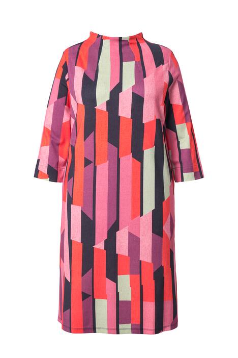 Punto šaty, pruhy, A střih, stojáček, 3/4 rukávy