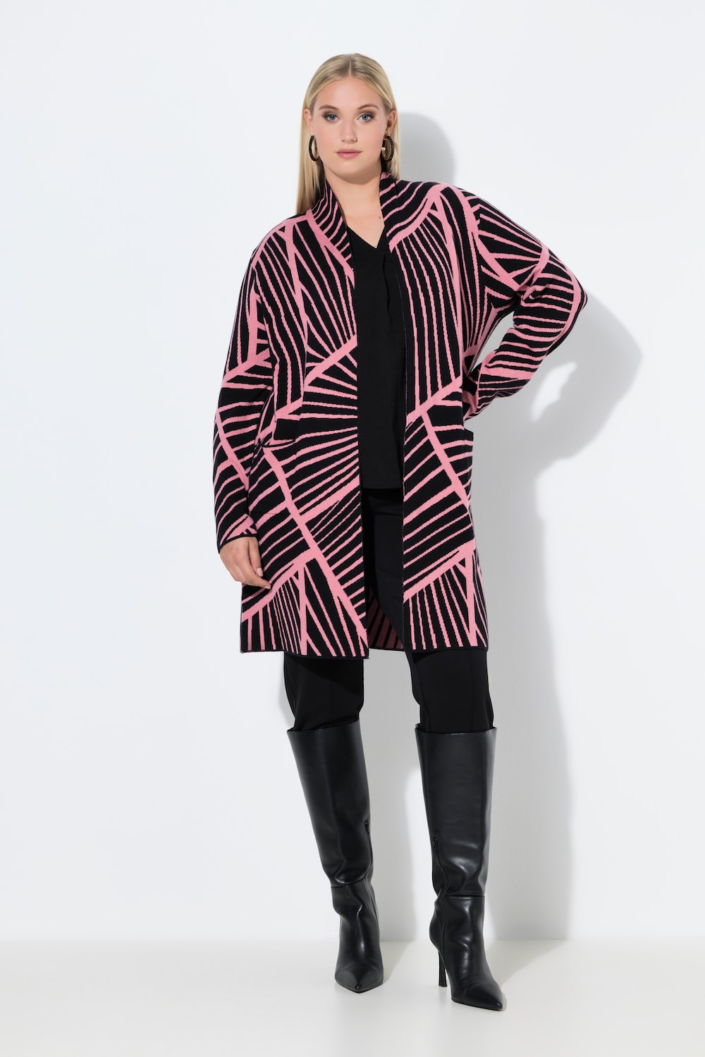 Thumbnail - Große Größen Long-Strickjacke, Damen, rosa, Größe: 42/44, Viskose/Polyester/Synthetische Fasern, Ulla Popken