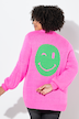 Strickjacke, Straight Fit, Neon-Smiley auf dem Rücken