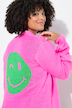 Strickjacke, Straight Fit, Neon-Smiley auf dem Rücken