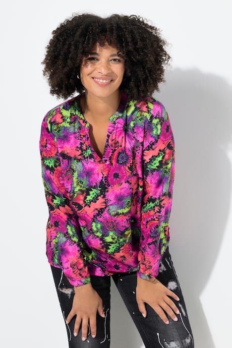 Tuniek, kleurig batikmotief, lange mouw