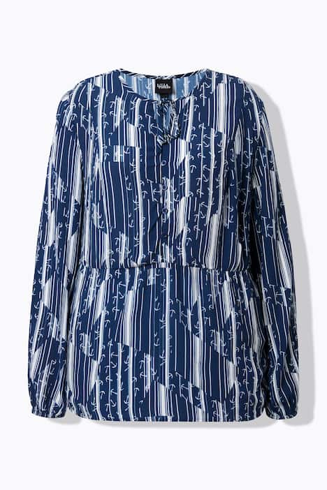 Bluse, Anker, A-Linie, Rundhals, Langarm