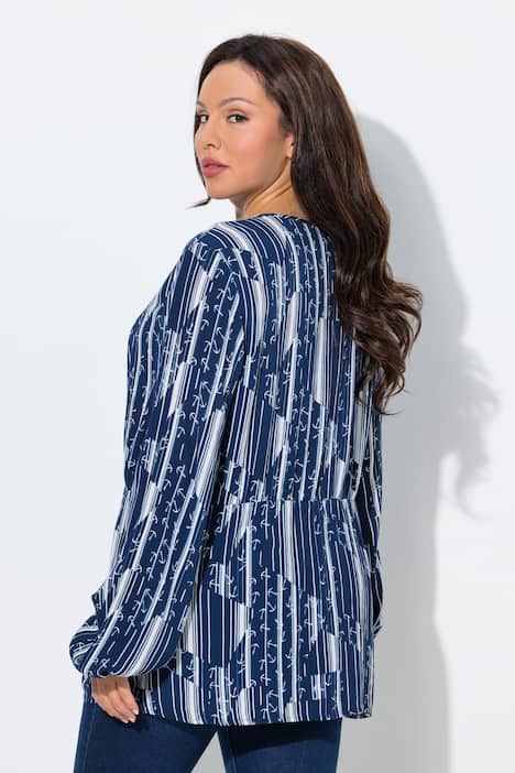 Bluse, Anker, A-Linie, Rundhals, Langarm